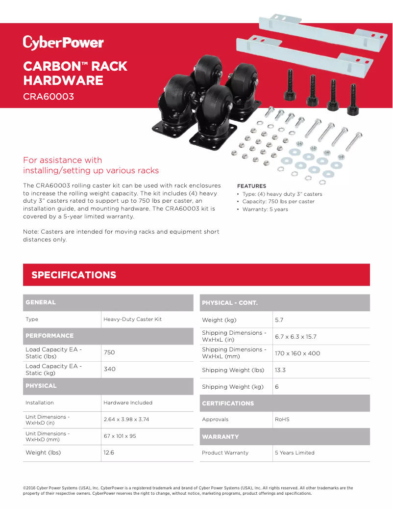 Page 1 de la notice Fiche technique CyberPower CRA60003