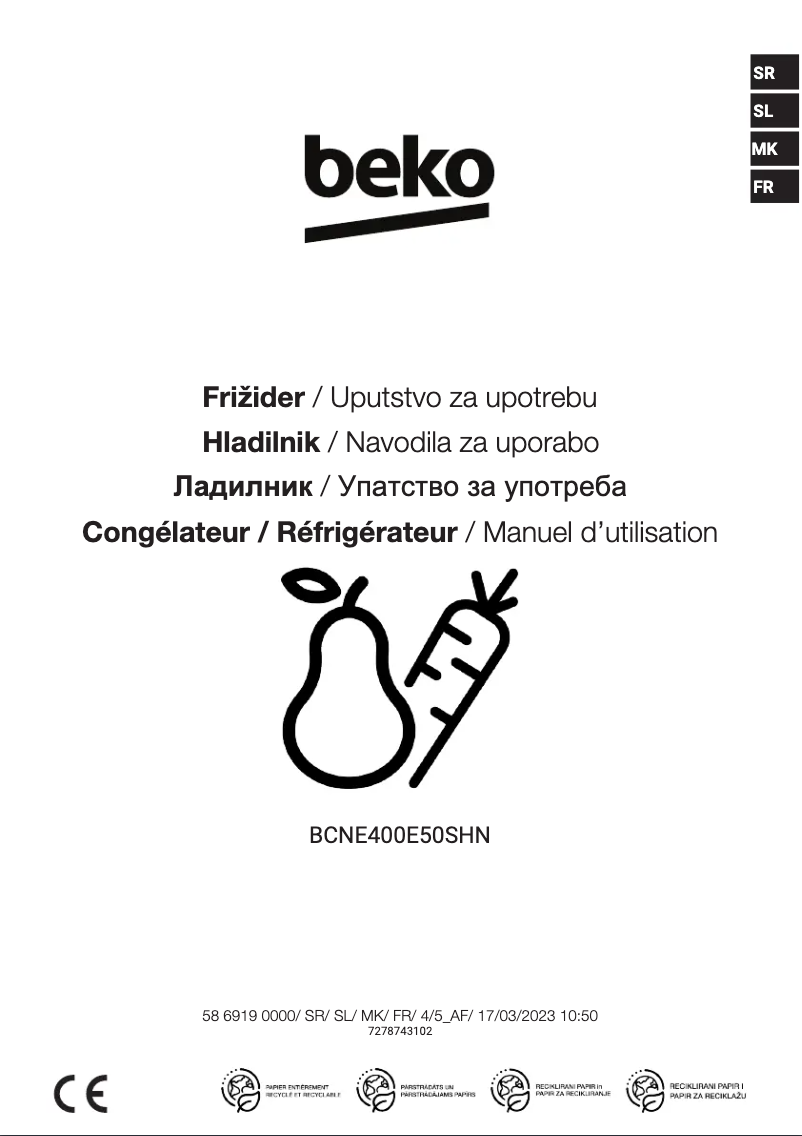 Página 1 del manual Manual de usuario Beko BCNE400E50SHN