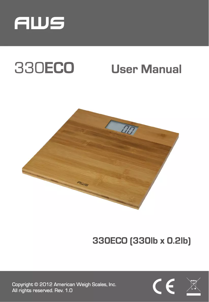 Page 1 of the manual User Manual American Weigh Scales 330ECO