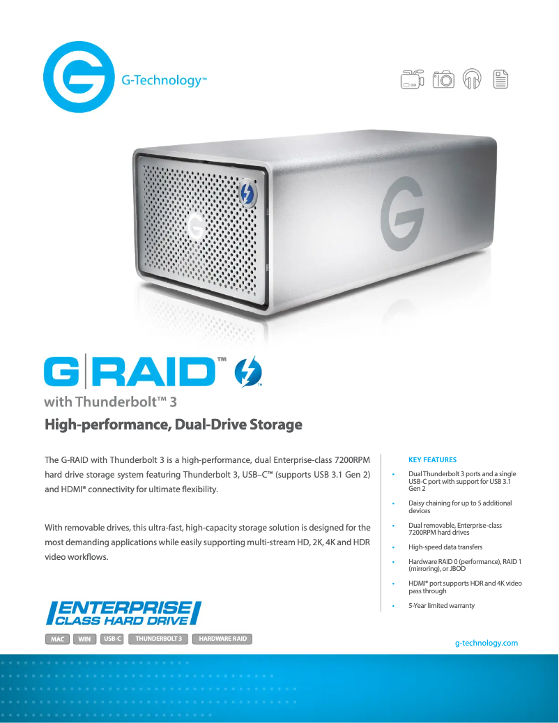 Image de la première page du manuel de l'appareil G-RAID with Thunderbolt 3