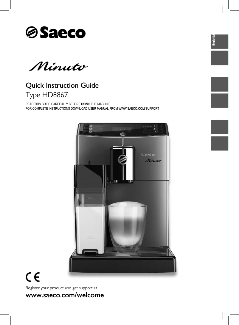 Image de la première page du manuel de l'appareil Saeco Minuto HD8867