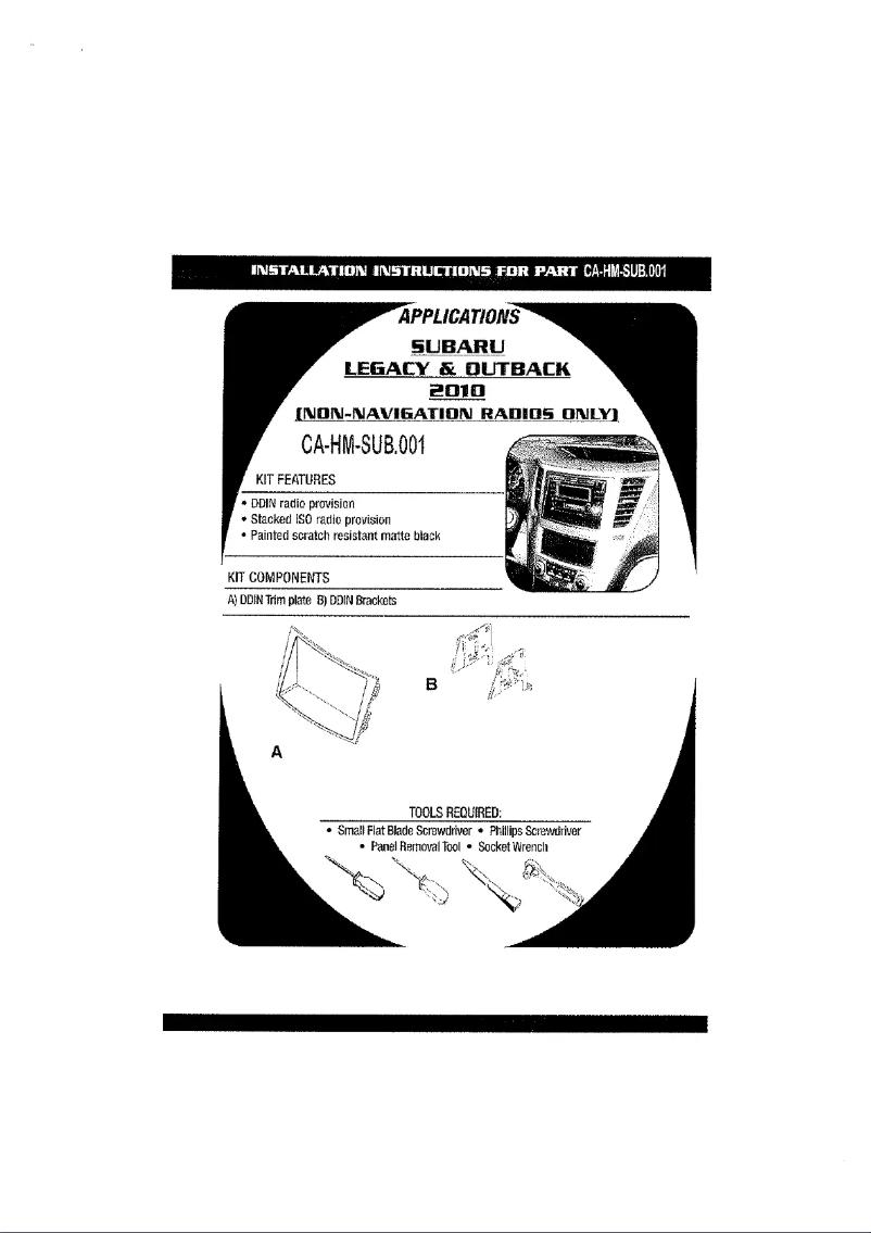 Image de la première page du manuel de l'appareil CA-HM-SUB.001