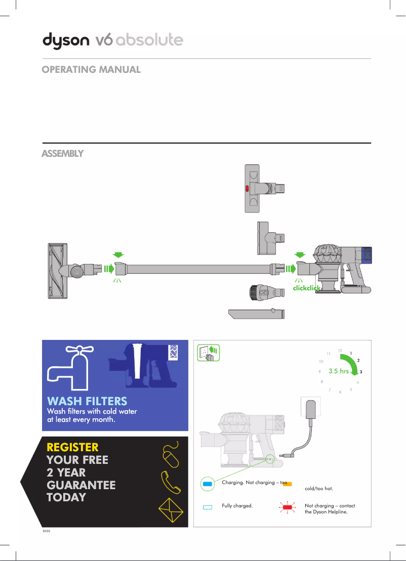 Page n°1 - Manuel utilisateur Dyson V6 Absolute