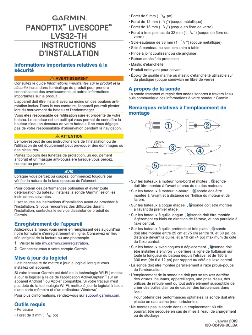 Page 1 de la notice Guide d'installation Garmin Panoptix LiveScope System