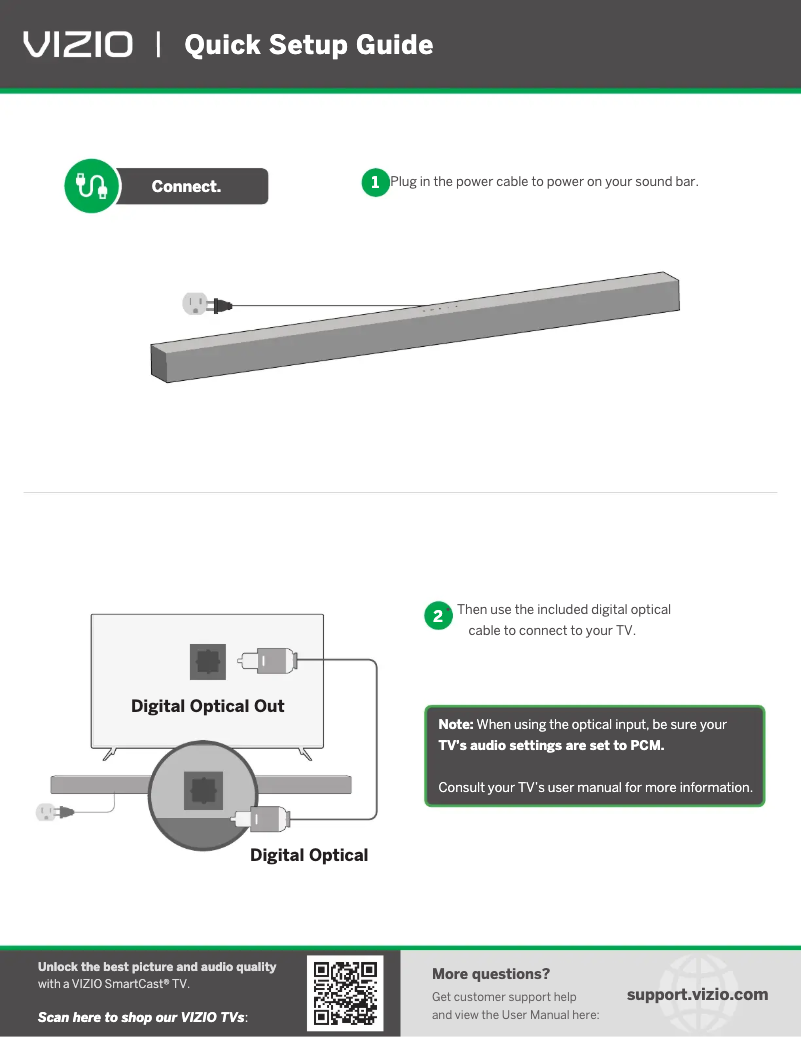 Page 1 de la notice Guide de démarrage rapide VIZIO SB3620n-H6