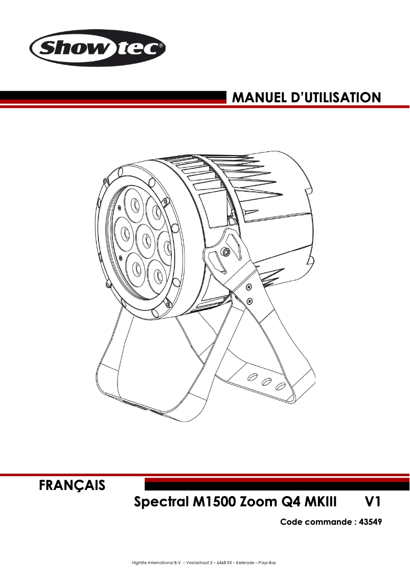 Image de la première page du manuel de l'appareil Spectral M1500 Zoom Q4 MKIII