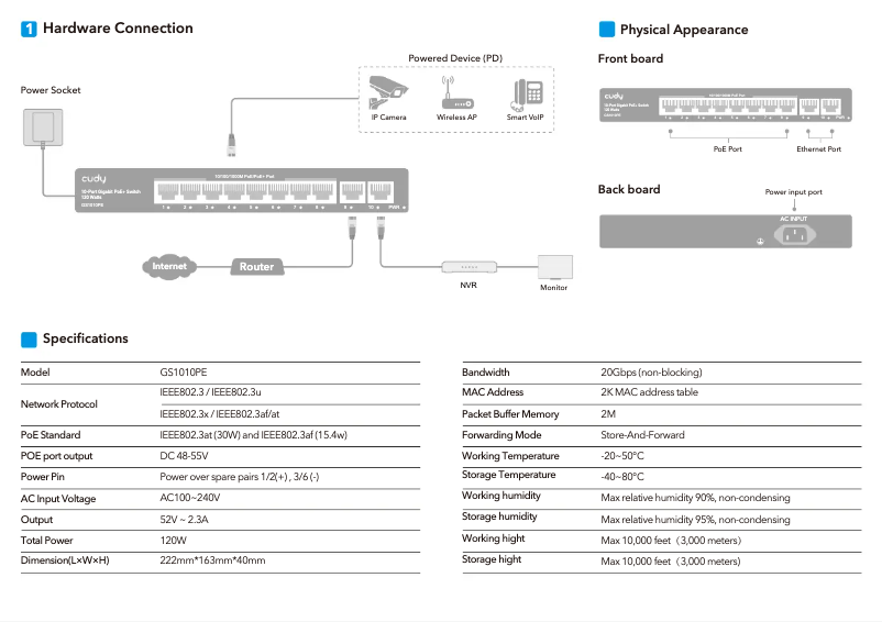 Image de la première page du manuel de l'appareil GS1010PE
