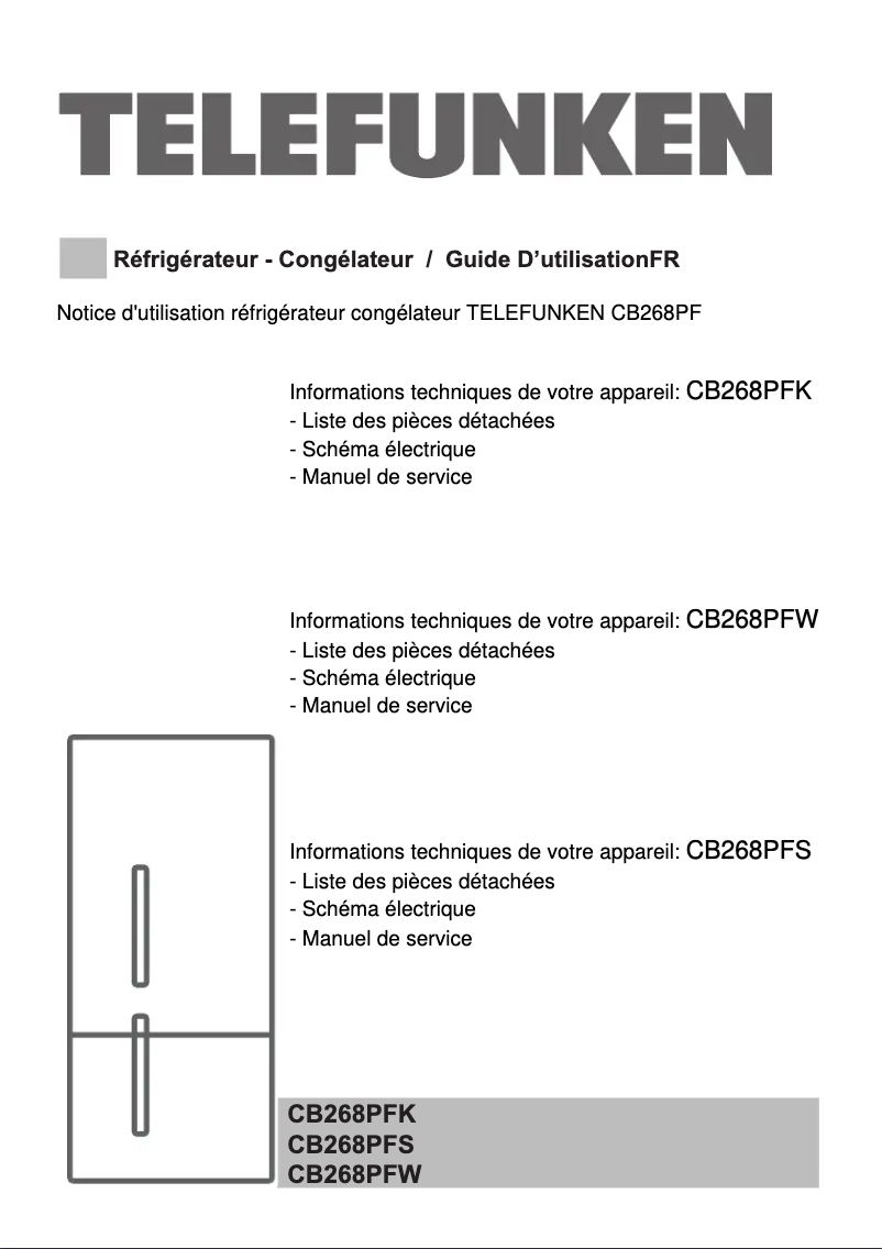 Page 1 de la notice Manuel utilisateur Telefunken CB268PFS