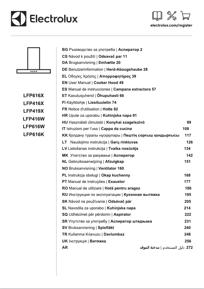 Page 1 de la notice Manuel utilisateur Electrolux LFP616K