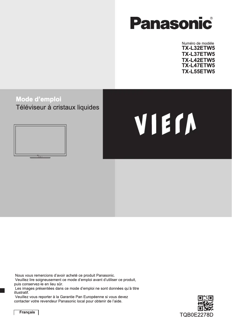 Image de la première page du manuel de l'appareil Viera TX-L55ETW5