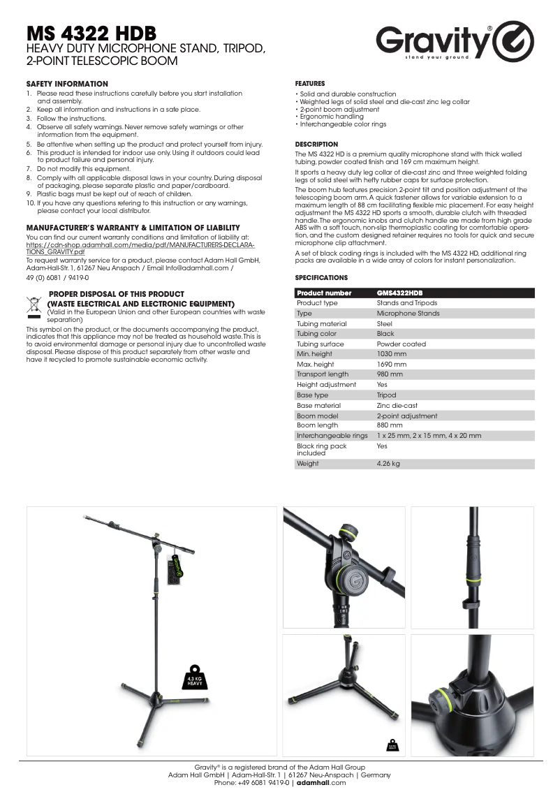 Page n°1 - Mode d'emploi Gravity MS 4322 HDB