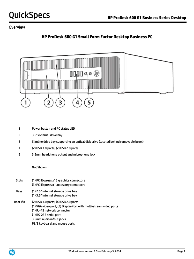 Image de la première page du manuel de l'appareil ProDesk 600 SFF