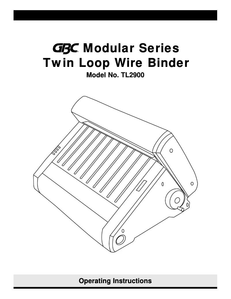 Page n°1 - Manuel utilisateur GBC TL2900