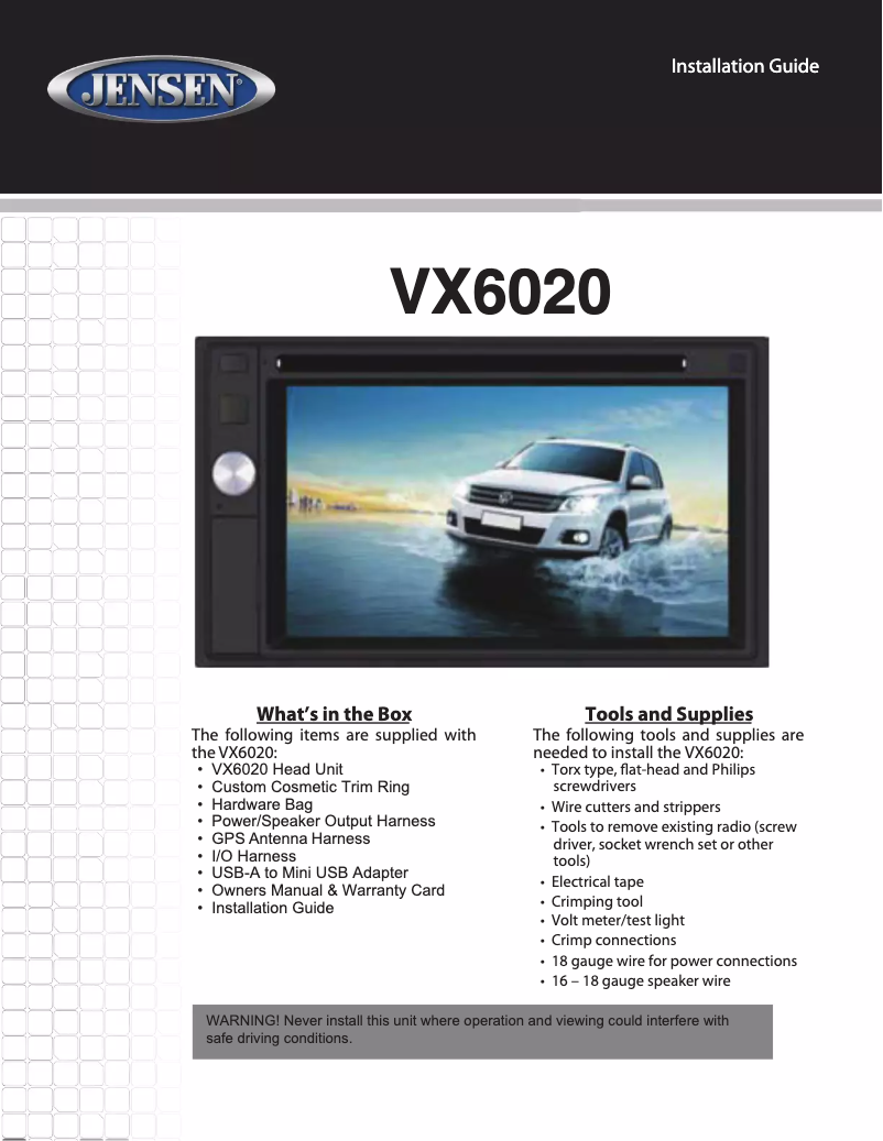 Image de la première page du manuel de l'appareil VX6020