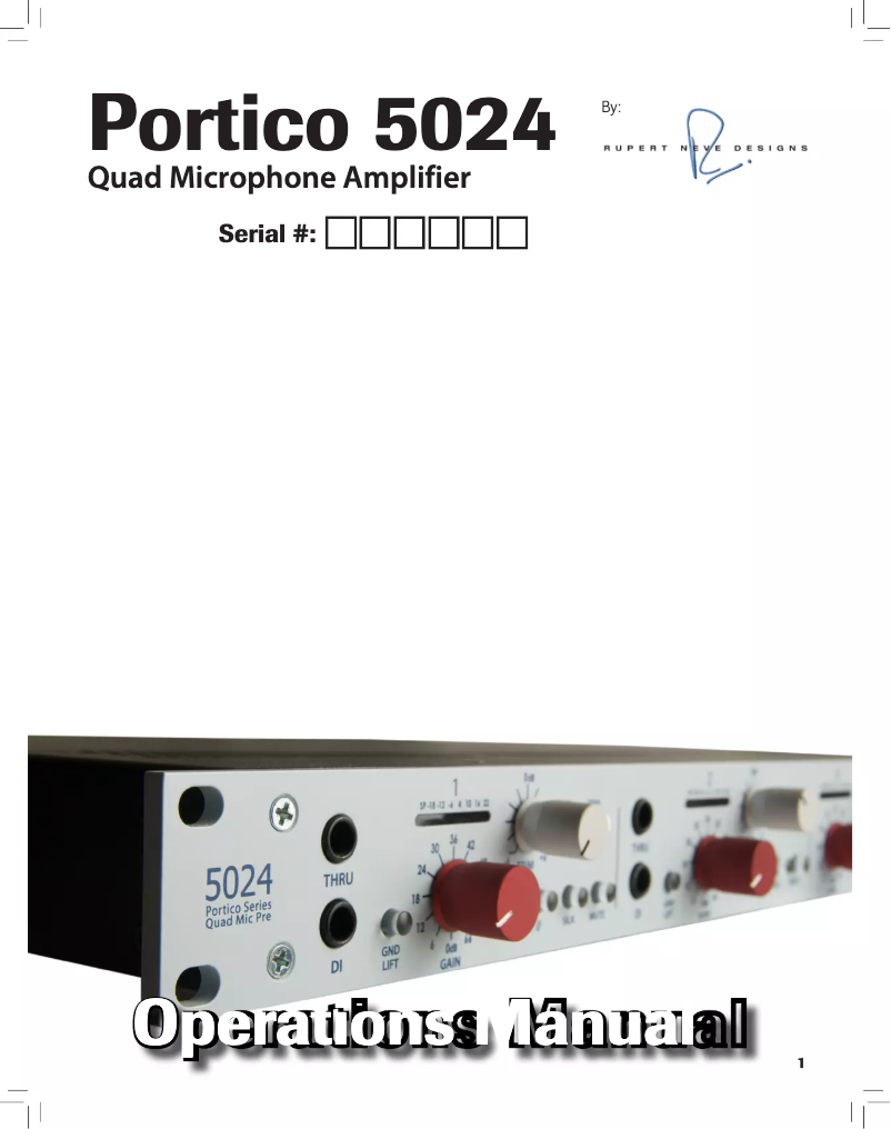 Page 1 de la notice Manuel utilisateur Rupert Neve Designs Portico 5024