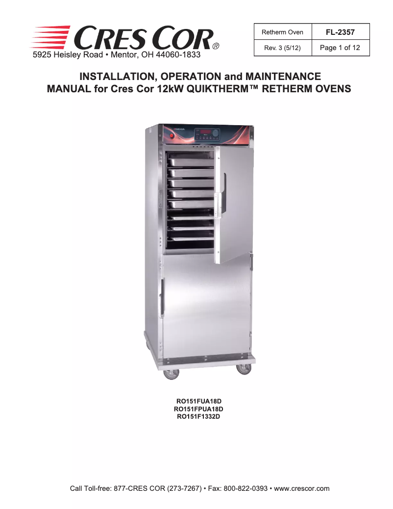 Page n°1 - Manuel utilisateur Cres Cor CO151HUA6DE