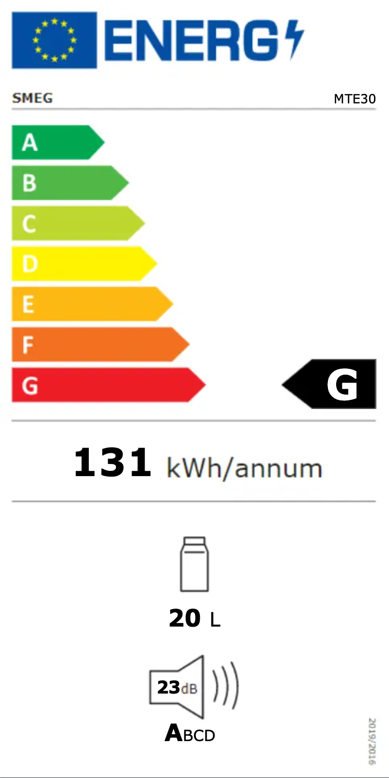 Page 1 de la notice Label énergétique Smeg MTE30