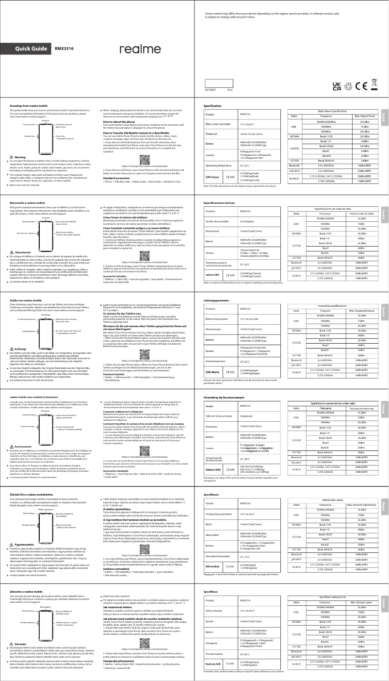 Page 1 de la notice Manuel utilisateur Realme Narzo 50A Prime