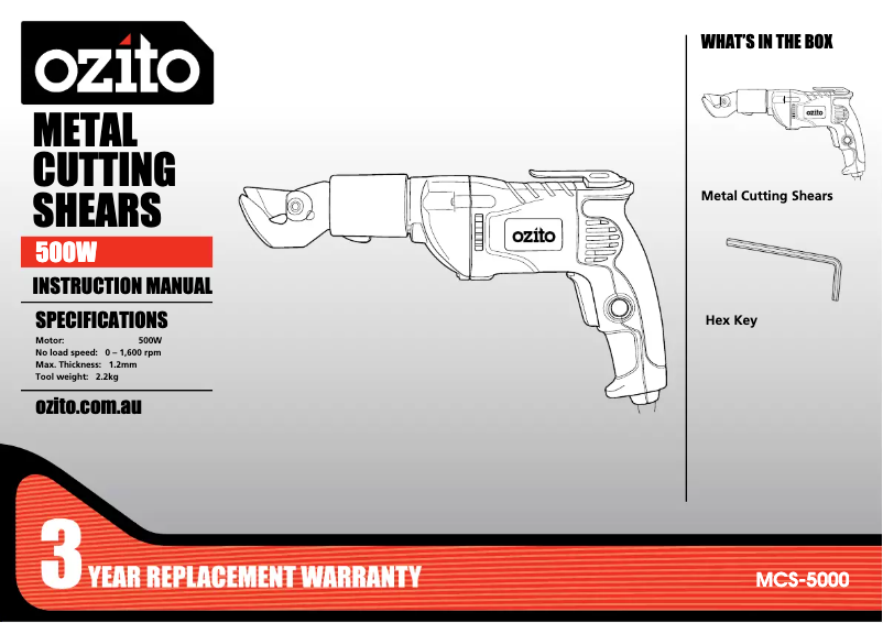 Page 1 de la notice Manuel utilisateur Ozito MCS-5000