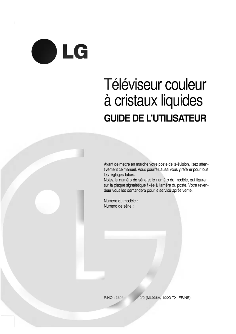 Page n°1 - Manuel utilisateur LG RZ-30LZ13