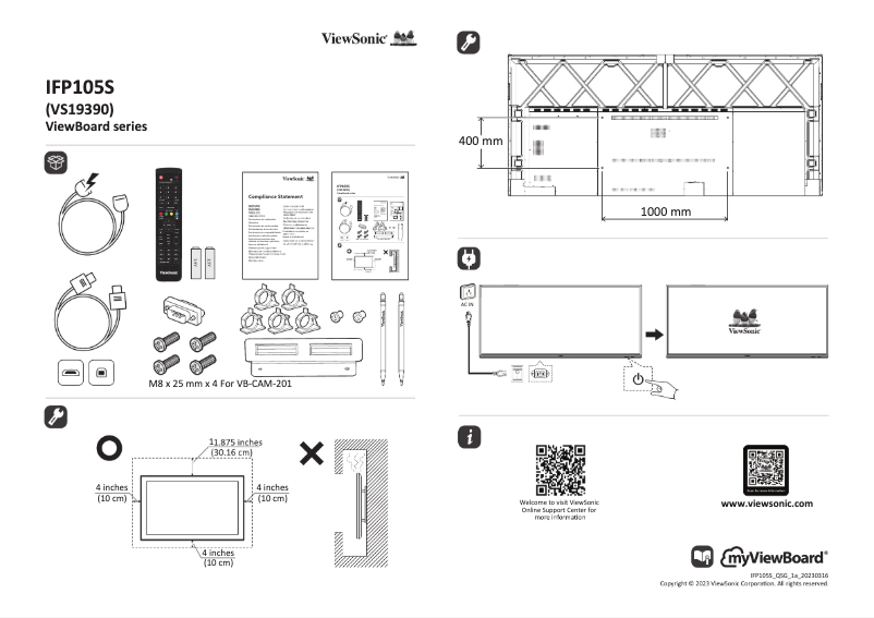 Page 1 de la notice Guide de démarrage rapide Viewsonic IFP105S