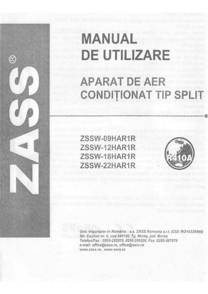 Image de la première page du manuel de l'appareil ZSSW-12HAR1R