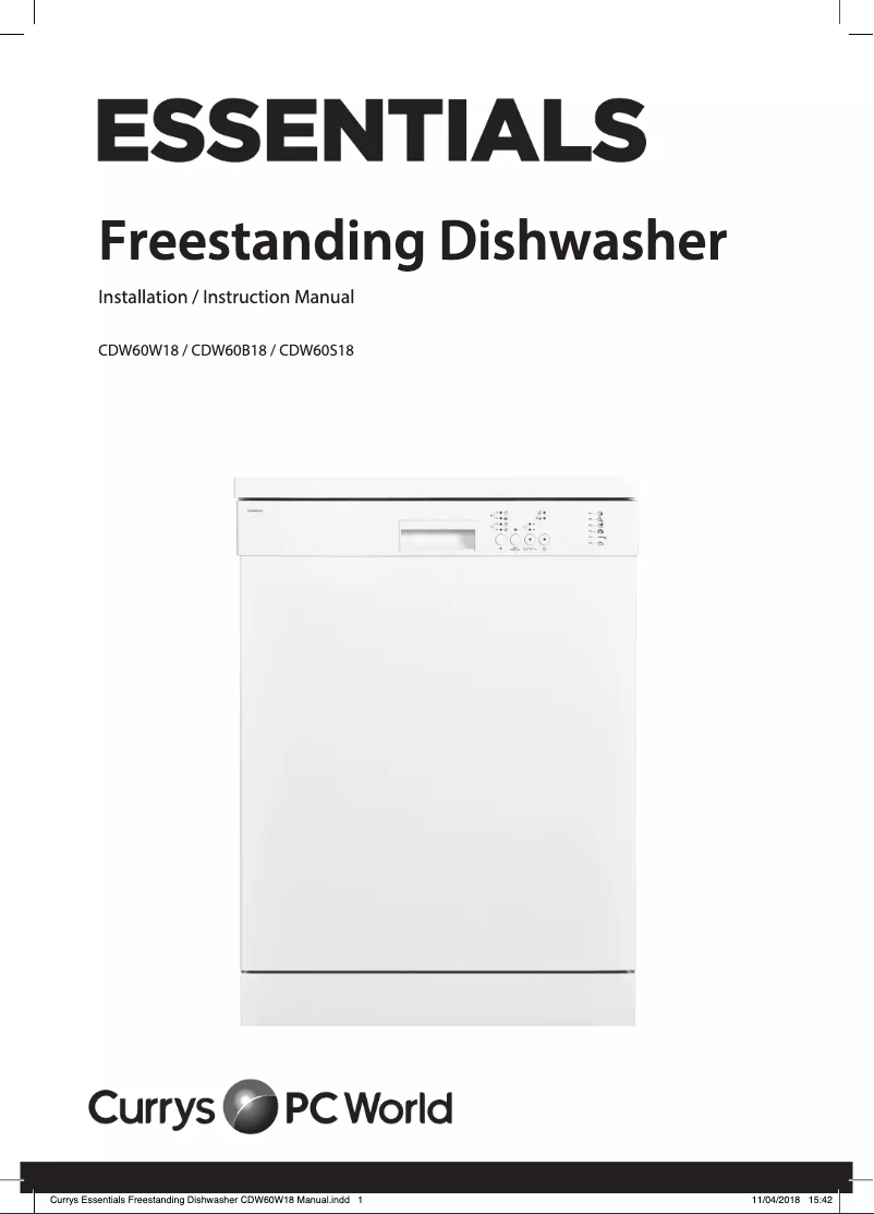Page 1 de la notice Manuel utilisateur Currys Essentials CDW60B18