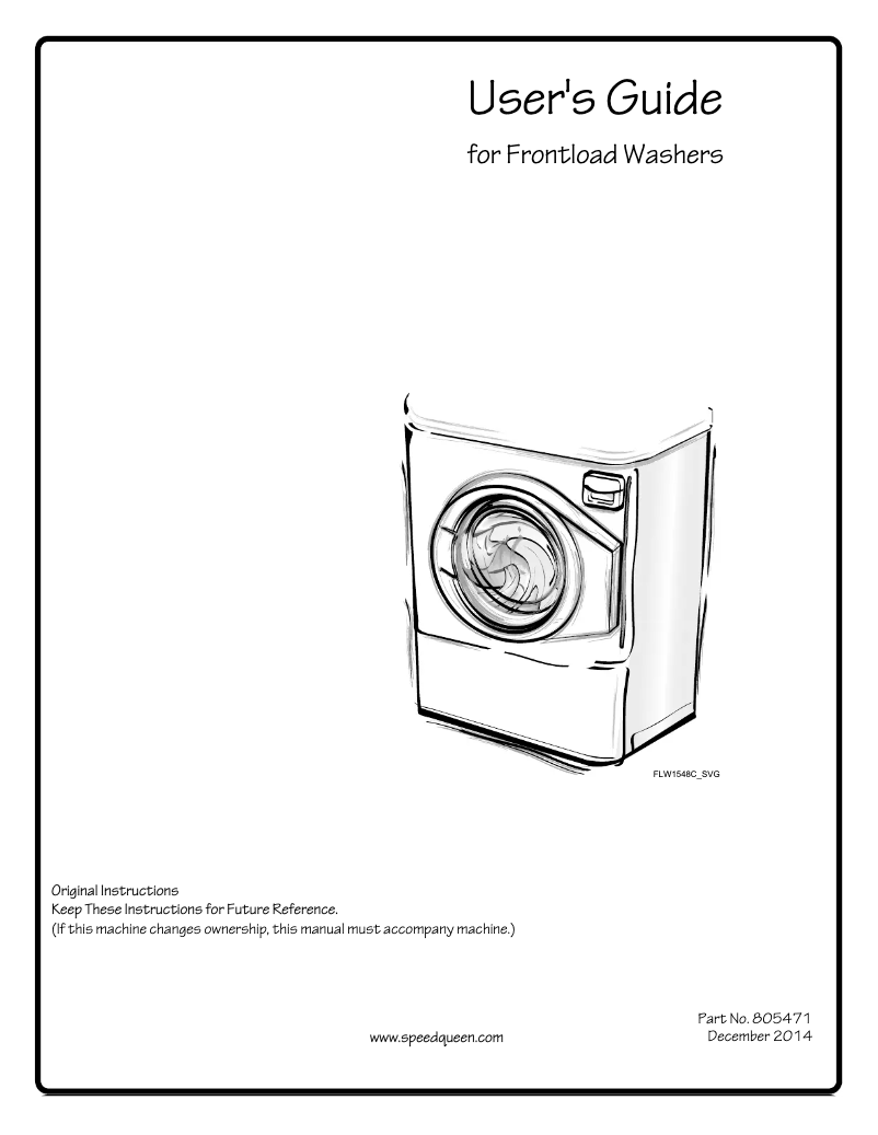 Página 1 del manual Manual de usuario Speed Queen AFN50RSP113TW01