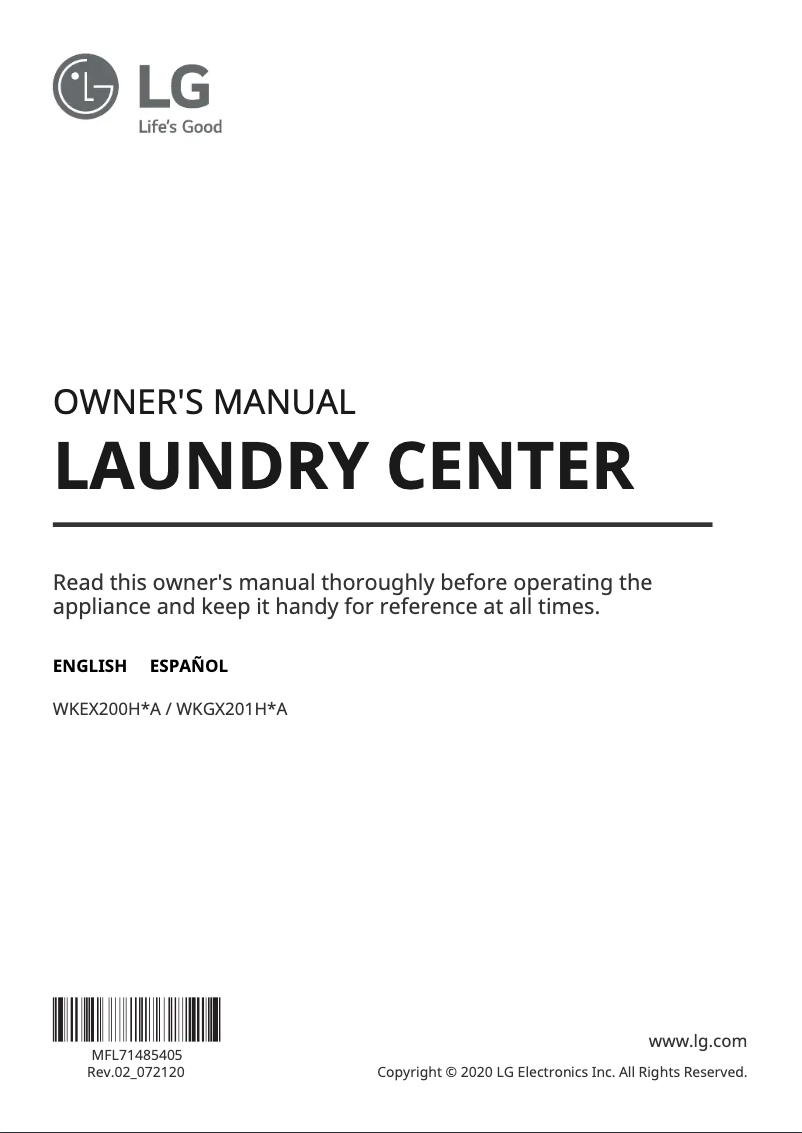 Página 1 del manual Manual de usuario LG WKGX201HRA