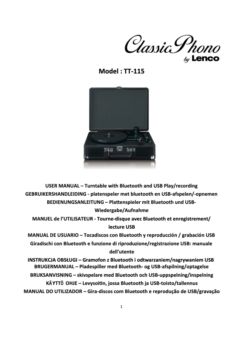 Página 1 del manual Manual de usuario Classic Phono TT-115