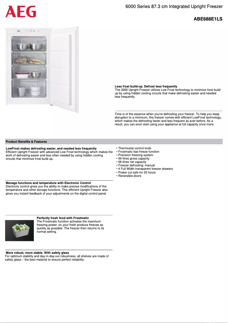 Page 1 de la notice Fiche technique AEG ABE688E1LS