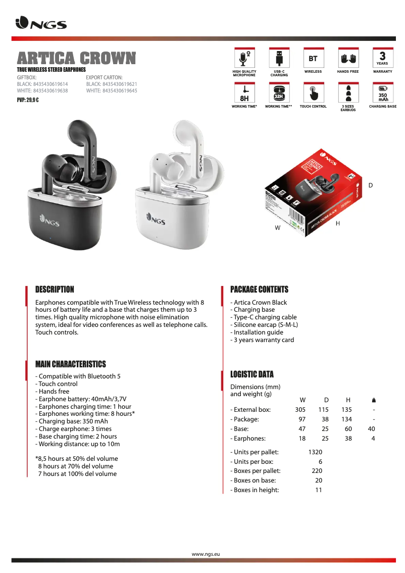 Page n°1 - Fiche technique NGS Artica Crown