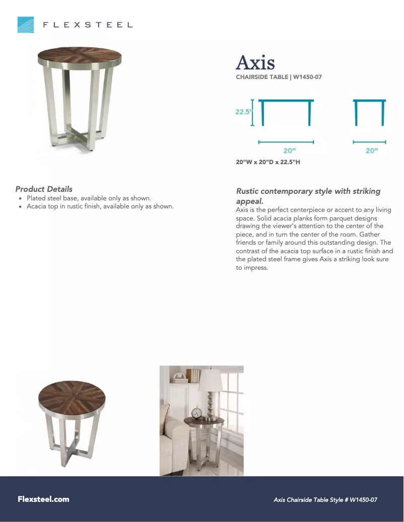 Page n°1 - Manuel utilisateur Flexsteel Axis W1450-07