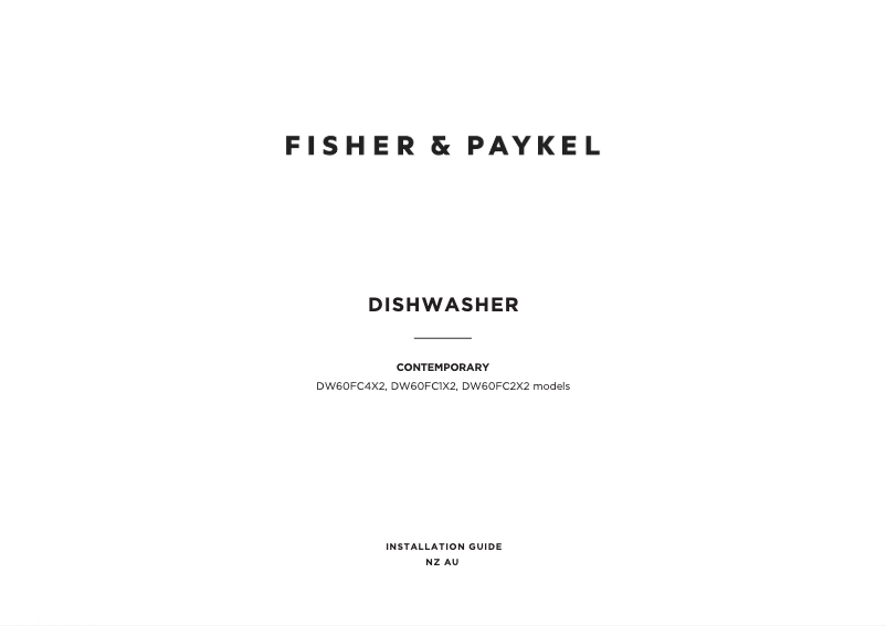 Page n°1 - Guide d'installation Fisher & Paykel DW60FC2X2