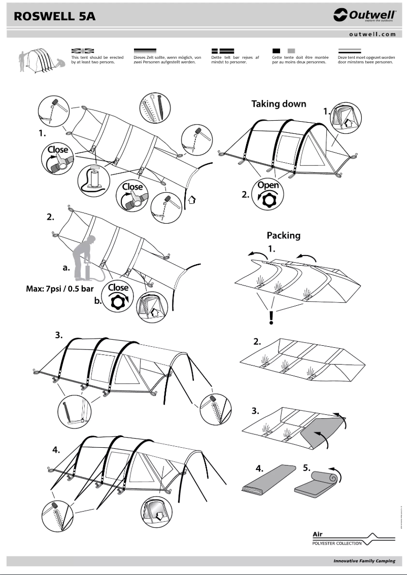 Página 1 del manual Manual de usuario Outwell Roswell 5A