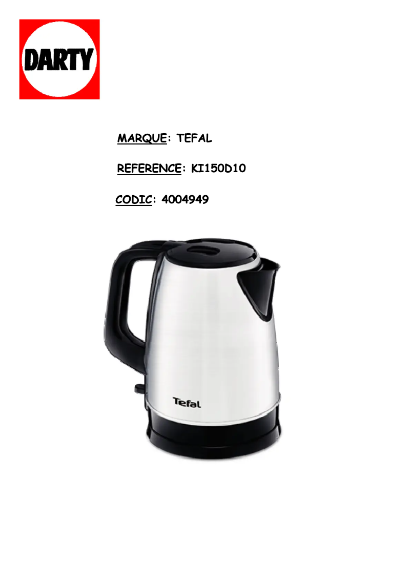 Page 1 de la notice Manuel utilisateur Tefal Dialog KI150D