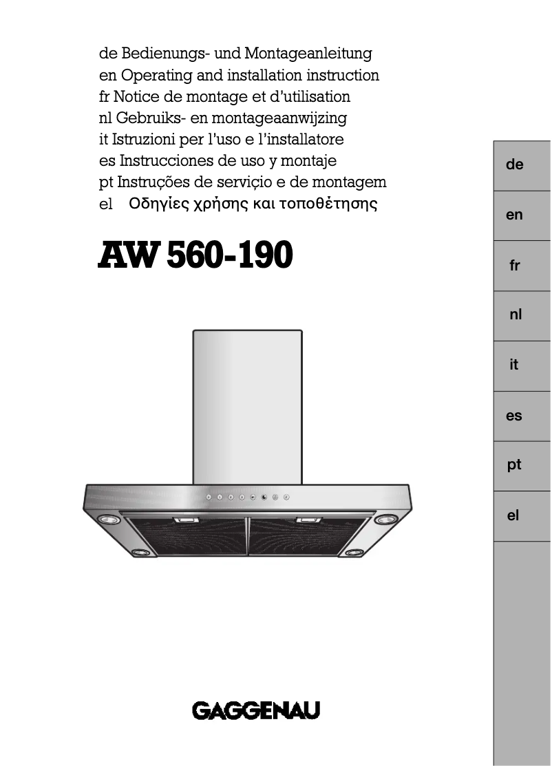 Image de la première page du manuel de l'appareil AW560190