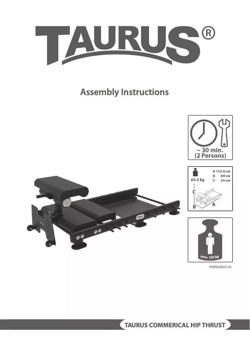 Page 1 de la notice Manuel utilisateur Taurus Commercial Hip Thrust