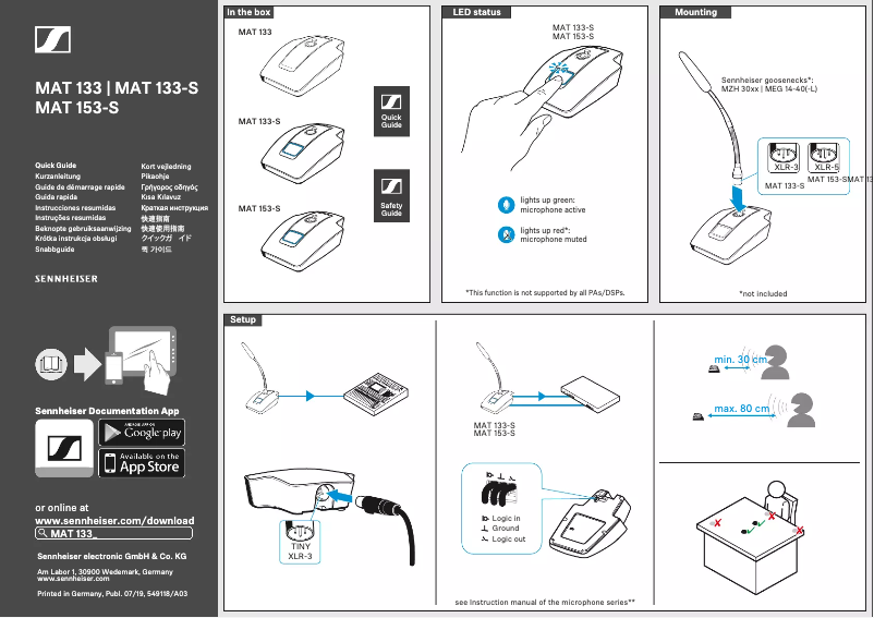 Página 1 del manual Manual de usuario Sennheiser MAT 153-S