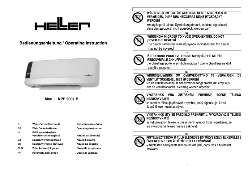 Page n°1 - Manuel utilisateur Heller KPF 2001 B