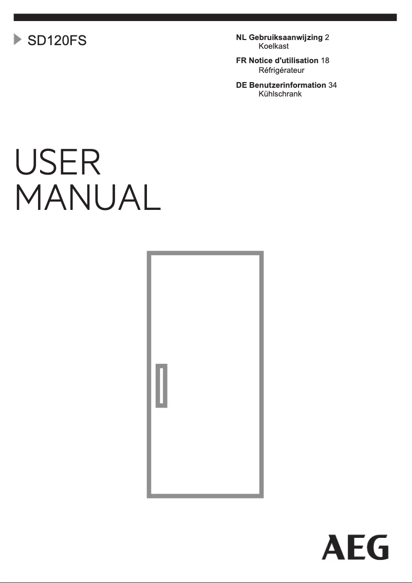 Page 1 de la notice Manuel utilisateur AEG SD120FS