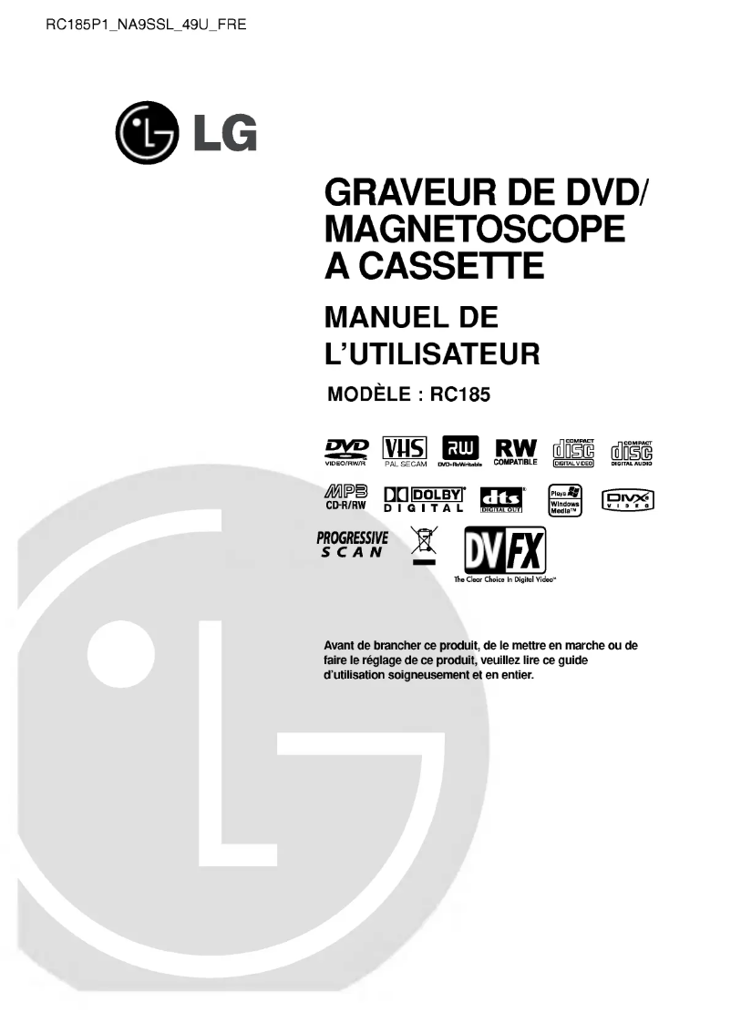 Image de la première page du manuel de l'appareil RC185P1