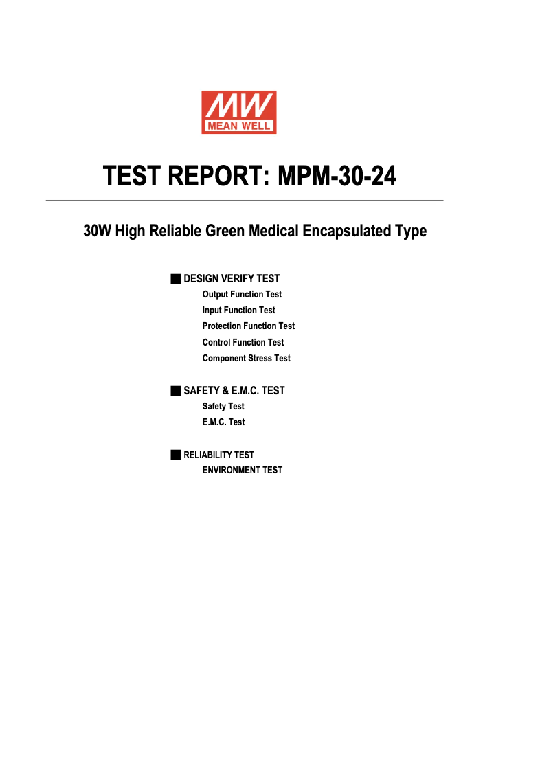 Page 1 de la notice Fiche technique Mean Well MPM-30-24