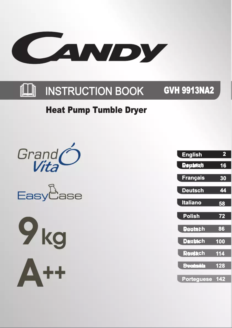 Page 1 de la notice Manuel utilisateur Candy GVH 9913 NA2