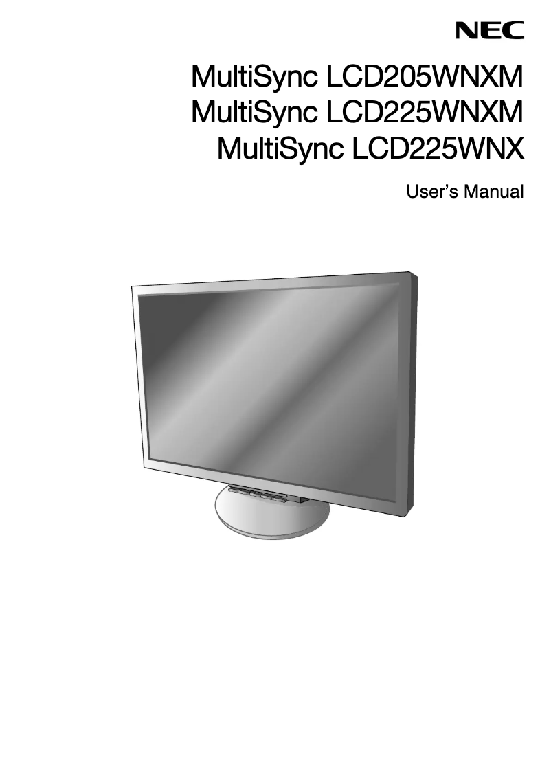 Página 1 del manual Manual de usuario NEC MultiSync LCD225WNXM