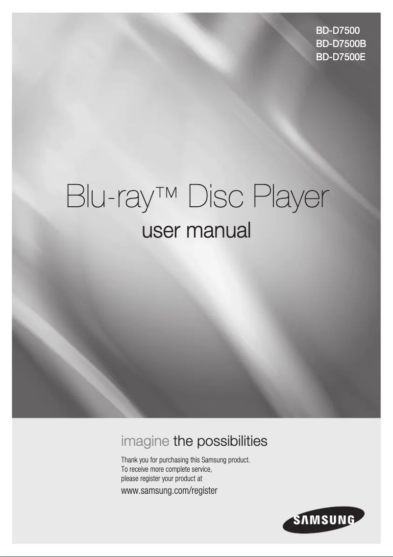Page 1 de la notice Manuel utilisateur Samsung BD-D7500 Smart 3D