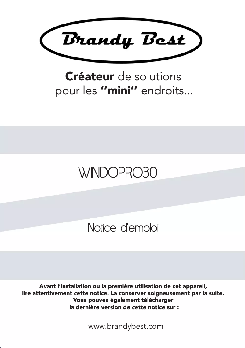 Page 1 de la notice Manuel utilisateur Brandy Best WINDOPRO30