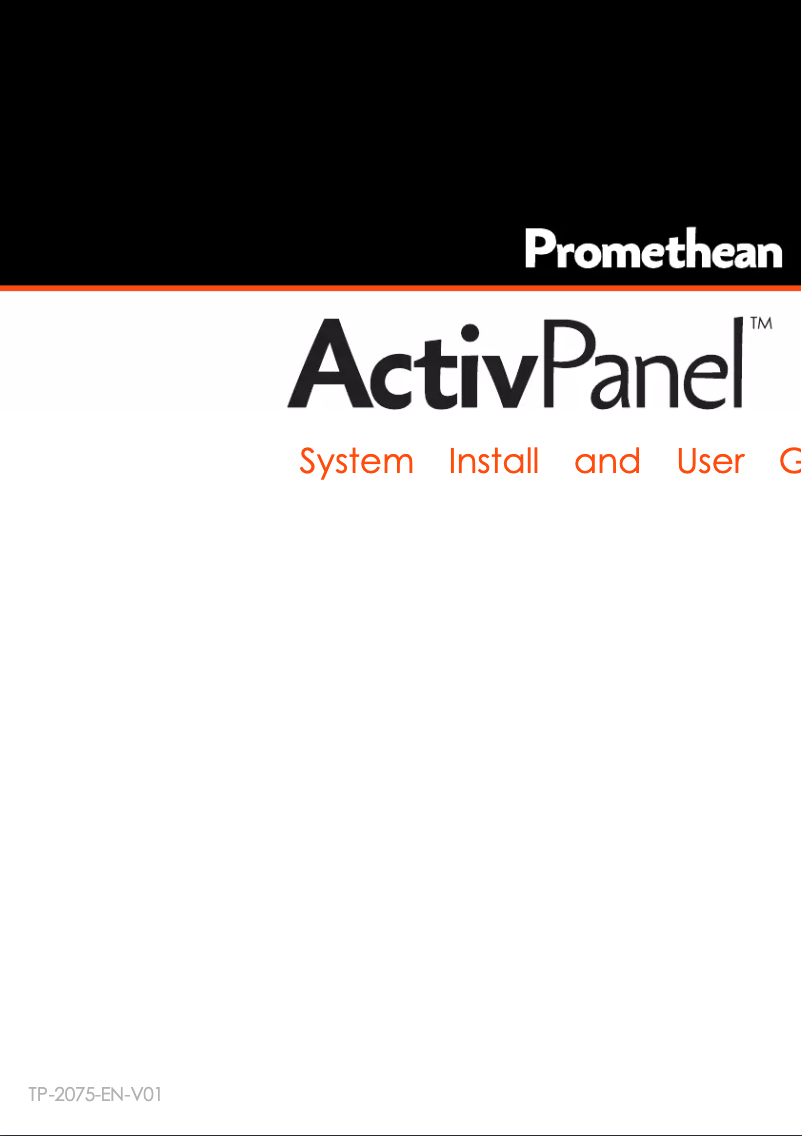 Page n°1 - Manuel utilisateur Promethean ActivPanel AP6-75WS-4K