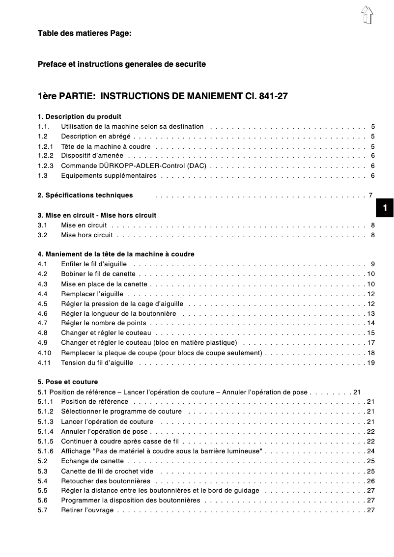 Page n°1 - Mode d'emploi Dürkopp Adler 841-27