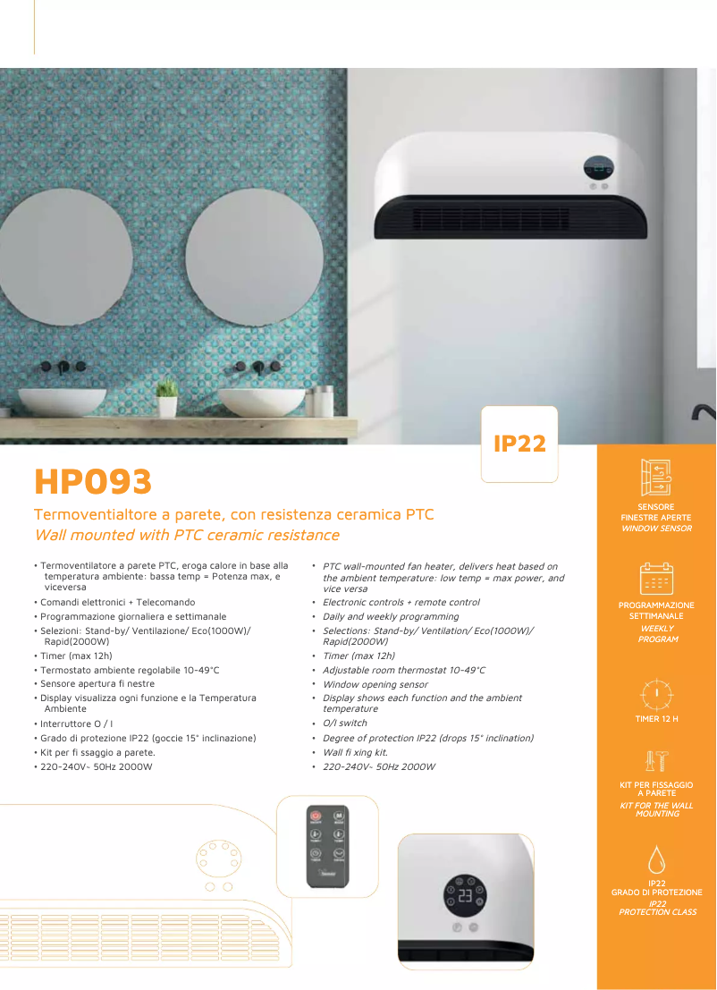 Page 1 de la notice Fiche technique Bimar HP093